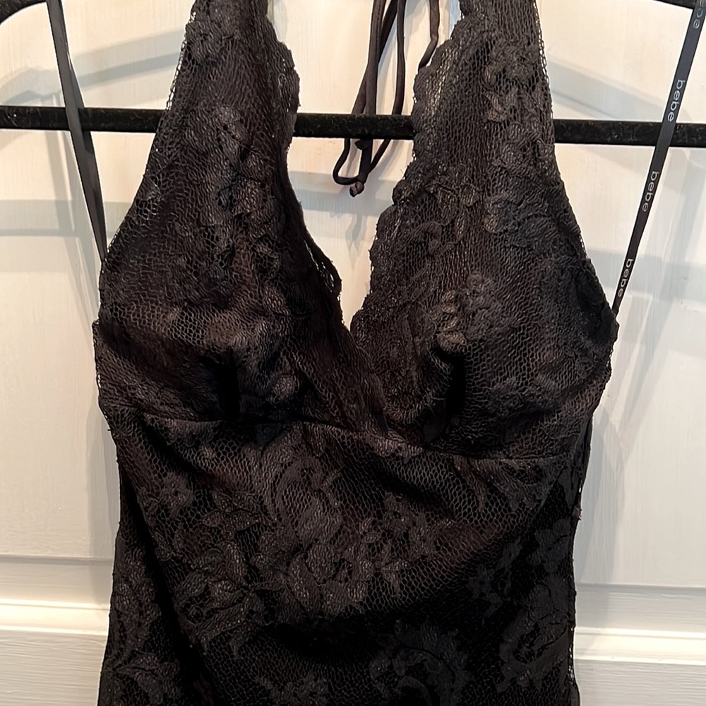 SALE! Bebe Black Lace Halter Dress
